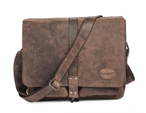 Geldbörse und Messengerbag aus braunem Leder im Zweierpack - robust und funktional sowie stylisch im Used-Look