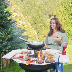 Holzkohlegrill Plancha mit Feuerkorb